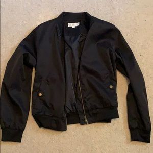 Black silk bomber jacket